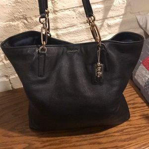 Coach black tote with gold hardware!